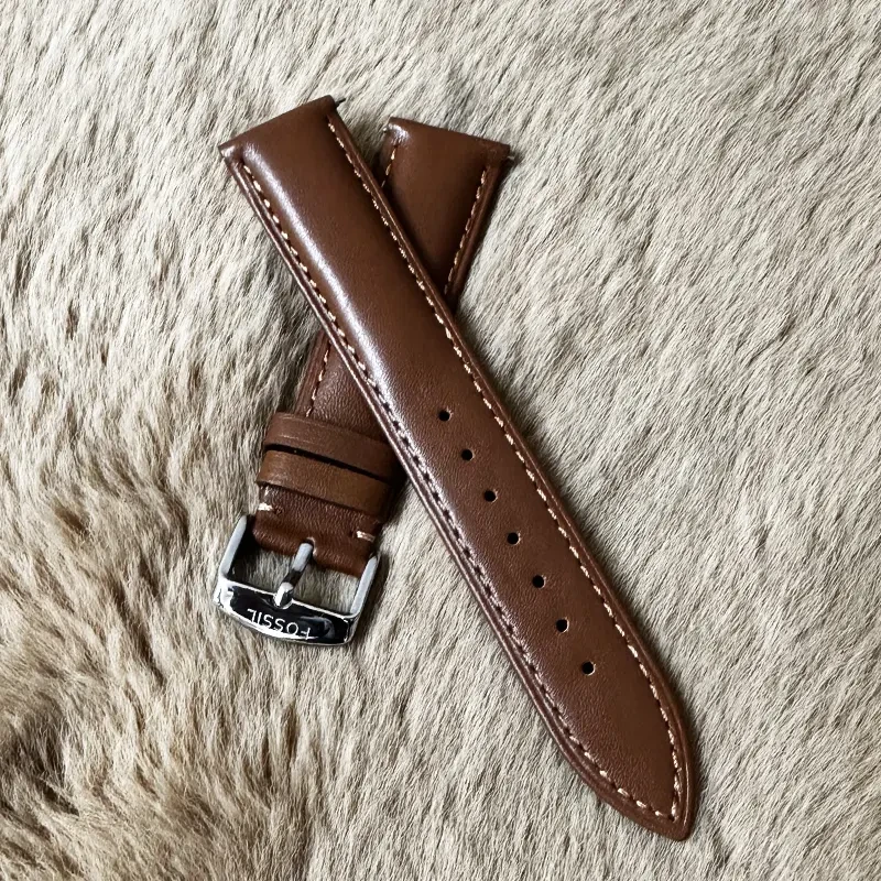 Fossil 20mm Brown Leather Strap – Timeless Sophistication